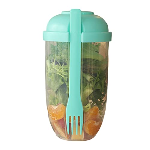 Hperu Contenitore per condimenti per Insalata da asporto, Tazza per Insalata Fresca con Supporto per condimenti - Shaker Portatile (Verde) - Tazza