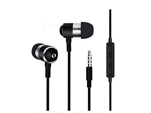 Ecouteurs Metal pour Huawei Nova avec Micro et Telecommande Reglage Son Kit Main Libre Intra-Auriculaire Universel (Noir)