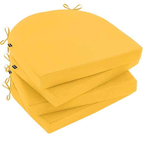 Topotdor Outdoor Chair Cushions Set of 4,17"x16"x2" Patio Chair Pads,Yellow