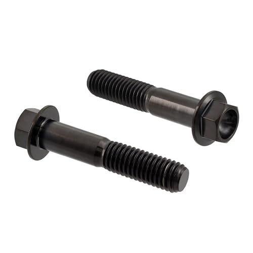 Image of Rison Titanium Flanged Hex Head Bolt M6x1.0x20mm 6AL4V Aerospace Grade Black Ti for Motorcycle Car Modification - Pack of 5