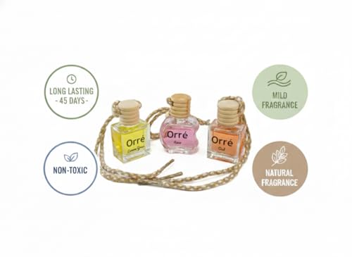 Image of Orre 60 Day Long Lasting Car Perfume, 3 Luxury Fragrance - Rose, Oud, Lemon Grass - For Car, Closet, Washroom, Office Cabin and Mandir