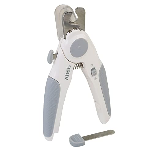 Aiitle Dog & Cat Pets Nail Clippers And Trimmers - With Two Super Bright Led Lights, Razor Sharp Blade, Free Nail File, Transprent Nail Trapper - For Safe, Professional At Home Grooming, White #TOP23
