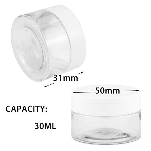 UPlama 24 Pack Cosmetic Containers, Plastic Sample Containers with Lids with Inner Liners Leakproof Wide-Mouth Travel Containers Jars Pots for Toiletry Makeup Cream Liquid Slime (1oz, White)
