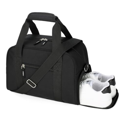 SeaRock 14 Inch Small Gym Bag for Women & Men - Mini Duffle Bag Weekender & Overnight with Shoe Compartment Travel Sports Workout Black 14 Inch