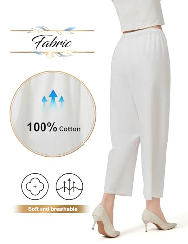 Women Cotton Half Slip Pettipants for Under Dress with Lace Trim Victorian Pajama Pants3