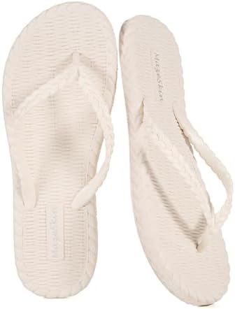 mazeskin Beach Soft Flip Flops for Women Shower Bath Quick Drying House Slippers Shoes Non-Slip Rubber Thong Sandals,Beige US8