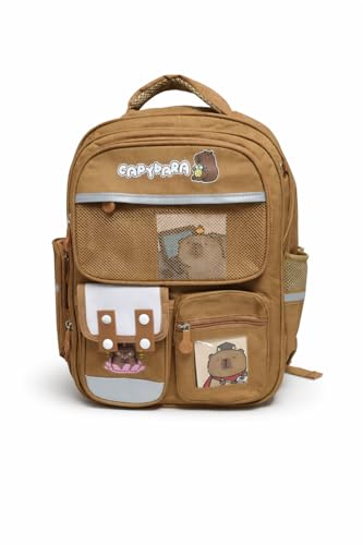 Capivara Mochila Escolar Infantil para Meninos e Meninas, Ortopédica, Impermeável, Grande Capacidade, 42x20x30cm
