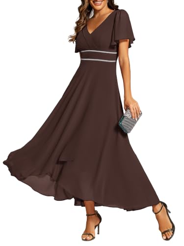 Image of Ever-Pretty Summer A-Line V-Neck Formal Dress for Women Empire Waist Chiffon Mother of the Bride Wedding Guest Dresses 41981