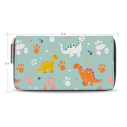 Cute Dinosaurs Women's Large Capacity Wallets Holder Wallet Credit Card Clutch Coin Pocket Pu Leather Zipper Closure Deal Gift for Women 212198732