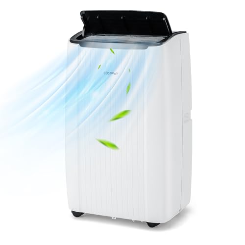 COSTWAY Condizionatore Portatile Caldo e Freddo, 12000BTU/3,5kW, 6 in 1 Con Raffreddamento, Riscaldamento, Ventola, Deumidificazione, Modalità Notturna e WiFi, 24H Timer, R290 (12000BTU|42m²)