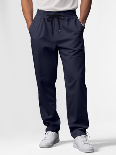 Comdecevis Mens Casual Drawstring Sweatpants with Utility Pockets Gym Cargo Joggers Pants for Men Dark Blue XL2