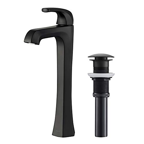 Top Brands Kraus KVF-1210MB Esta Single Handle Vessel Bathroom Faucet with Pop-Up Drain, Matte Black