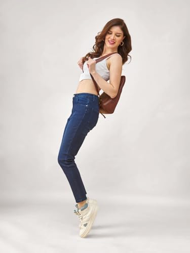 Image of Lyra Women's Mid-Rise Slimfit Ankle Length Jeans|Stretchable Fabric for Comfort|Trendy & Stylish Denim