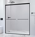 EUROTECH SHOWERS Classic 56-59" W x 72" H Semi-Frameless Double Sliding Glass Shower Door with 1/4" Clear Tempered Safety Glass (Matte Black)