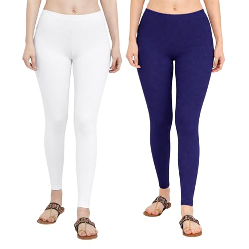 Image of Women Cotton Ankle Leggings Combo | Soft Stretchable Breathable Fabric | High Waist Comfortable Fit Bottom Wear for Kurti Office Casual & Daily Use