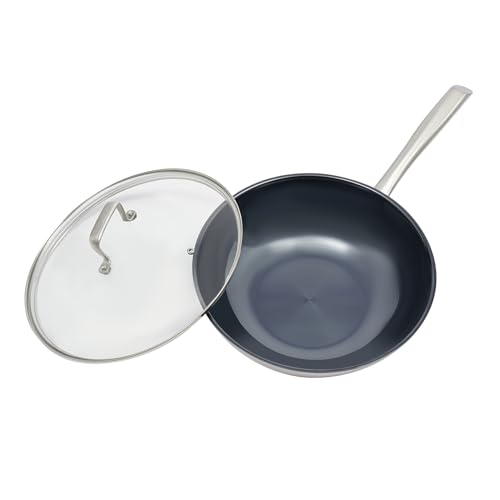Wok tradicional CNCEST 11.8 pulgadas, acero inoxidable miniatura 6