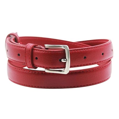 Women's Skinny PU Leather Belt Solid Color Pin Buckle Simple Small Size Suit Business Casual Waist Belts for Women(120cm,Color 7)3