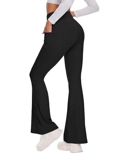 TNNZEET Flared Leggings Women with Pockets Yoga Pants High Waisted Trousers