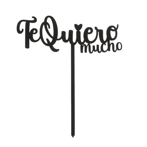 Dekora - Topper de Tarta Negro 'Te Quiero Mucho' 12x15cm – Decoración Perfecta para Celebraciones Románticas, Cumpleaños, Aniversarios y Más – Diseño Elegante y Apto para Alimentos