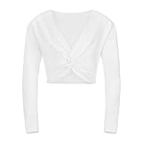 ritmo cabriolet  tanzmuster ® Ballettjacke Mädchen Langarm - Mia - aus sehr weichem Baumwollstoff Ballett Top zum Reinschlüpfen in weiß, Größe 164/170