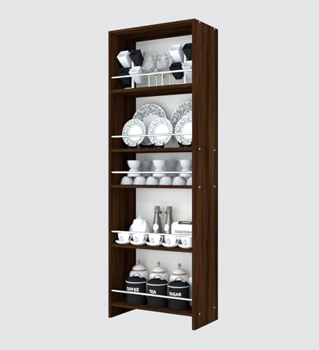Image of SPECIALITY PANELS Kitchen Cabinet with 5 Open Shelves | Crockery Storage Cabinet | Space Organizer | Termites Resistance | Free Standing Wooden Cupboard for Kitchen Office Home | Walnut Brown