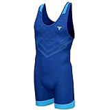 Takedown Wrestling Singlet for Boys – Lightweight Youth Compression Fit Wrestling Gear for Powerlifting (International Blue, Large)