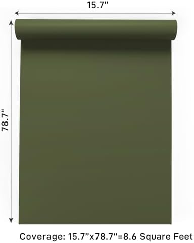 VaryPaper Olive Green Wallpaper Peel and Stick Wallpaper Green Contact Paper for Cabinets Countertops Waterproof Self Adhesive Removable Green Wall Paper for Bedroom Bathroom Nursery 15.7''x78.7'' — view 8