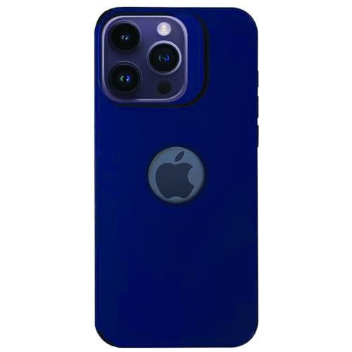 Image of Amazon Brand - Solimo iPhone 14 Pro Max Back Cover | Camera Bump Protection & Inner Velvet Fabric Lining | Ultra Slim Matte Soft Rubberised Case Cover for iPhone 14 Pro Max (Blue)
