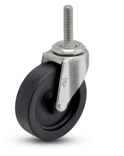 Shepherd Regent Series 4" Diameter Polyolefin Wheel Swivel Caster, 3/8" Diameter x 1-1/2" Length UNC16 Threaded Stem, 150 lbs Capacity, Zinc Finish