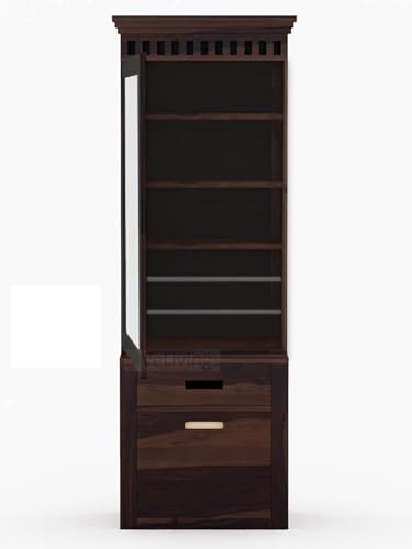 Image of VeLivings Solid Wood Wooden Dressing Table for Bedroom with Drawer, Mirror and Large Storage Space with Stool | Long Dresser Table with Mirror (Walnut Finish)