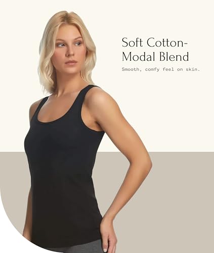 Image of Felina Stretch Layering Womens Tank Top - Seamless Cotton Tank Top for Women, Workout Top (3-Pack)