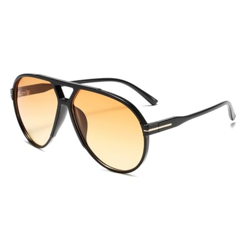 OSAGAMA Gafas de sol retro vintage tintadas amarillas de gran tamaño para mujer y hombre para conducir, deportes, viajes, fiestas, fotos, negro / amarillo