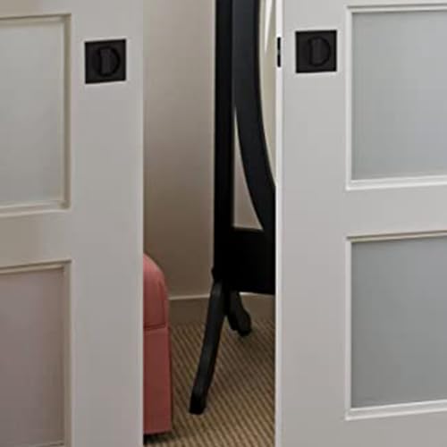 2X Cerradura para Puerta Corredera, Plata Mate, Herraje Contemporáneo para Puerta Corredera de Privacidad, Negro miniatura 3