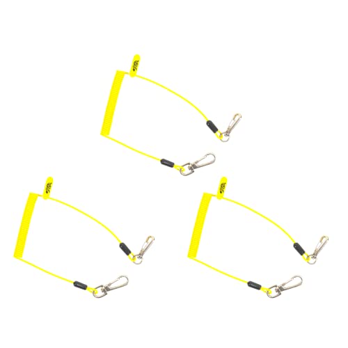 BearTOOLS Coil Tool Lanyard | Max Load 2lbs Ultra-Compact Design, Elastic, PU-Coated | Dual-Connectors, Easy-Attachment for Safety of Lightweight Hand Tools in Scaffolding, Construction (3-Pack)