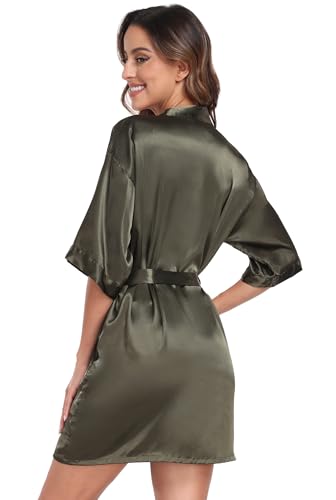 Image of Women's Pure Short Silky Robes Bridesmaid Bride Party Satin Robes Sleepwear