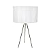 Simple Designs LT2006-WHT Brushed Nickel Tripod Table Lamp with Pleated Silk Sheer Shade, White