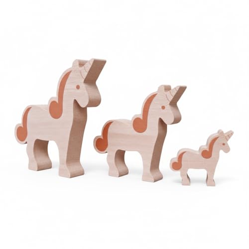 3PCS Wooden Animal Toys, Fun Unicorn Toys Wood Animals Learning