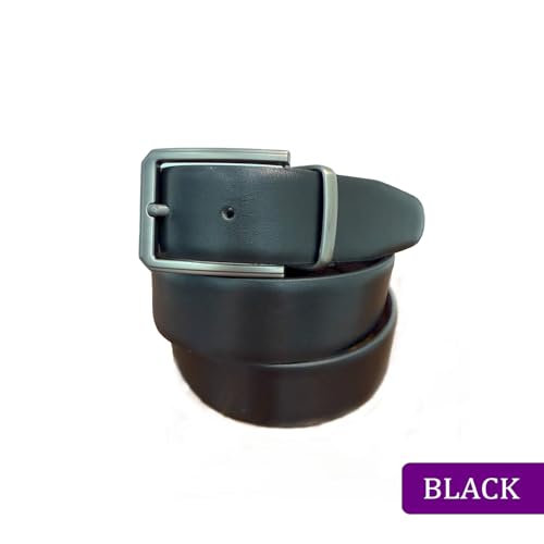 Executive Leather Belt, Reversible Black and Dark Brown, 35mm Width, Chrome Twist Buckle2