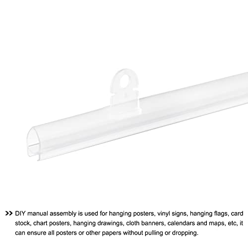 Image of MECCANIXITY PVC Poster Hanger Rail Poster Strip Bar 45cm /18inch Clear with Clips for Poster, Map, 4 Set
