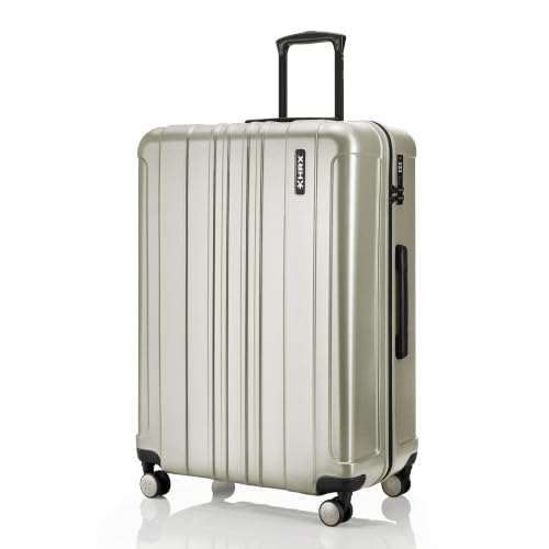 Image of HRX Force Large Size Silver Polycarbonate Hard Shell Suitcase - Premium Travel Trolley Bag with 8 Spinner Wheels, Number Lock & Water Resistant Body
