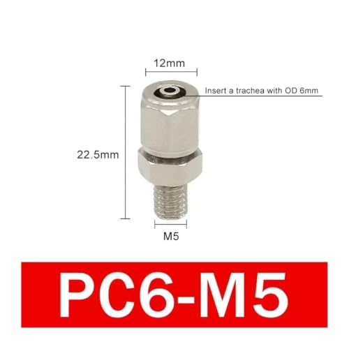 Componentes neumáticos PC6-M5 de cobre para unión de tuberías neumáticas de 6mm 3