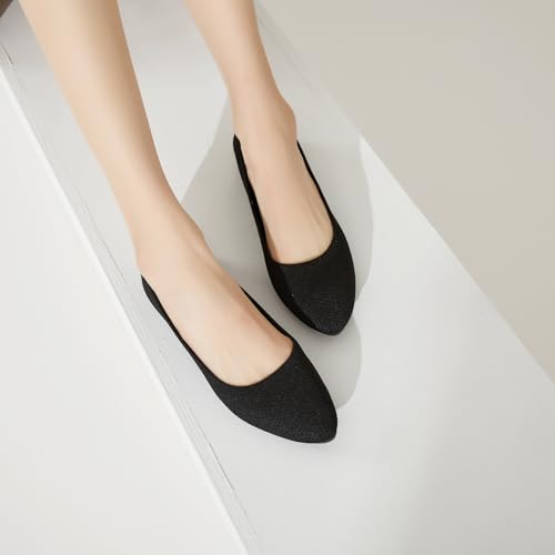 Image of BABUDOG Women's Mesh Flats Shoes Pointed-Toe Dress Shoes for Women Black Flats Comfortable Memory Foam Flats