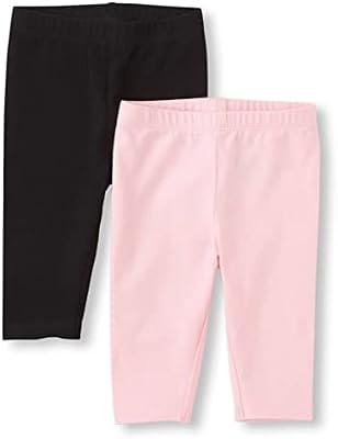 The Children's Place Baby Toddler Girls Capri Leggings - Black and Shell 2 Pack, Size 4T