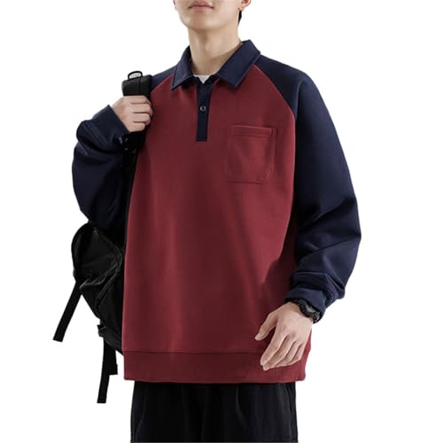 Sweat-shirt col mi-haut homme manches longues vêtement chaud hiver automne