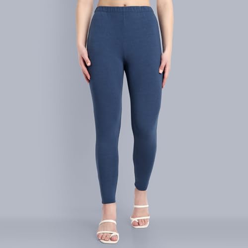 Image of ONE SKY Women Ankle Length Leggings | Premium Cotton Modal Spandex Blend | High Waist Stretchable & Bio-Washed Fabric | Colour-Lock | Ethnic Leggings for Women
