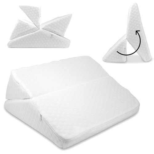Fishtec - Coussin Ergonomique 4 en 1 Ajustable - Soutien Genoux, Dos, Tête et Jambes - Mousse Haute Résilience Confortable - Taie Douce en Polyester 220g -...