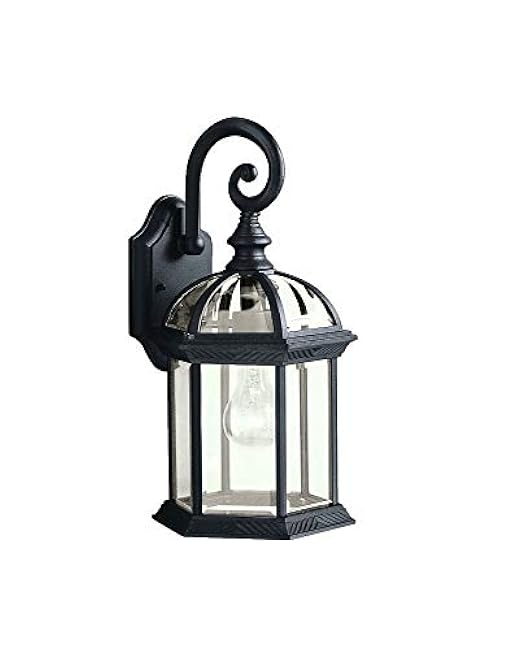 Kichler Barrie 15.5 Outdoor Wall Light in Black, 1-Light Exterior Wall Sconce with Clear Beveled Glass, (15.5 H x 8 W), 9735BK