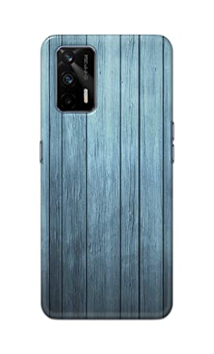 Image of Printed Hard Back Cover Case for Realme GT 5G Back Cover (Wooden Blue) -1302