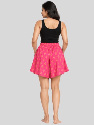 Image of B STORIES Women's Flared Shorts - Culottes with Pockets|Soft Viscose Lounge & Beach Wear|Mid-Rise Elastic Waistband|Casual Indo-Western Half Pants|Summer Resort & Everyday Wear for Women