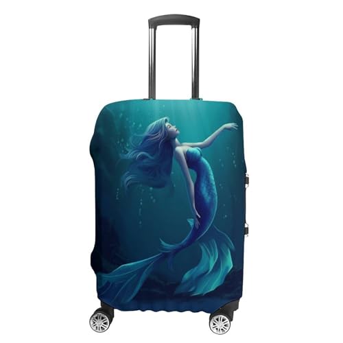 Washable Luggage Case Cover Blue Mermaid Printed Luggage Cover Protector Elastic Suitcase Protector Anti-Scratch Suitcase Cover for Size L (26-28 inches) Luggage